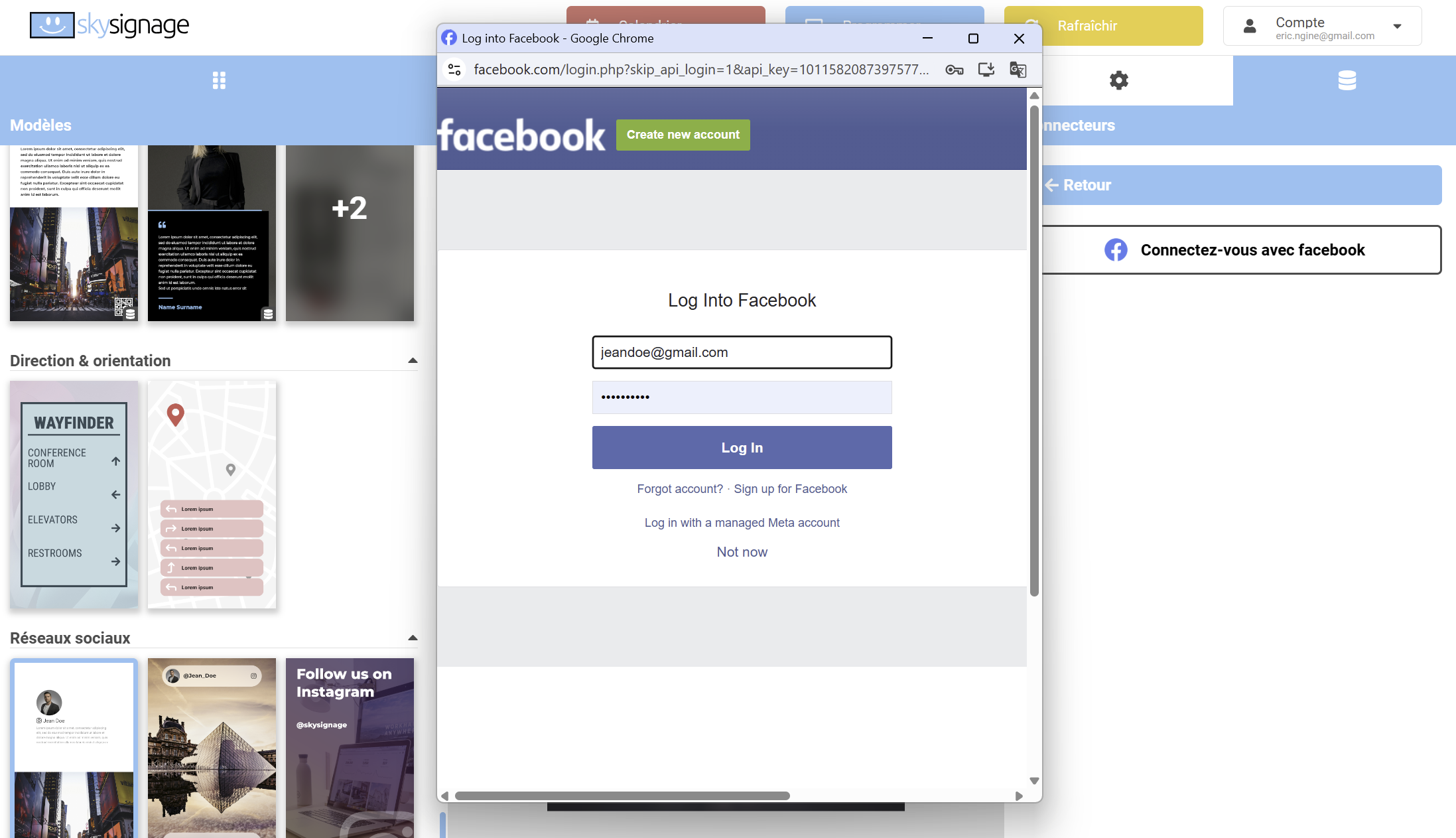 Social network conneciton pop-up